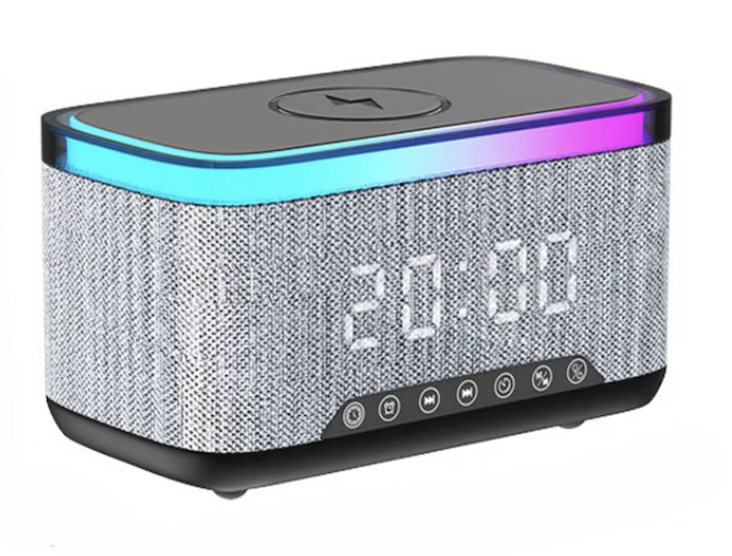 Boxa portabila 4 in 1 cu 12 moduri de iluminare MD S300 Bluetooth Ceas Incarcator Wireless